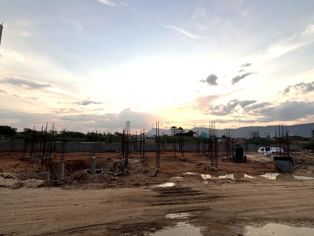 Alekya Towers site with foundation work in progress